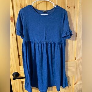SHEIN Blue Ruffle Sleeve Casual Women’s Dress